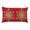 Red &#x26; Gold Beaded Snowflake Holiday Pillow
